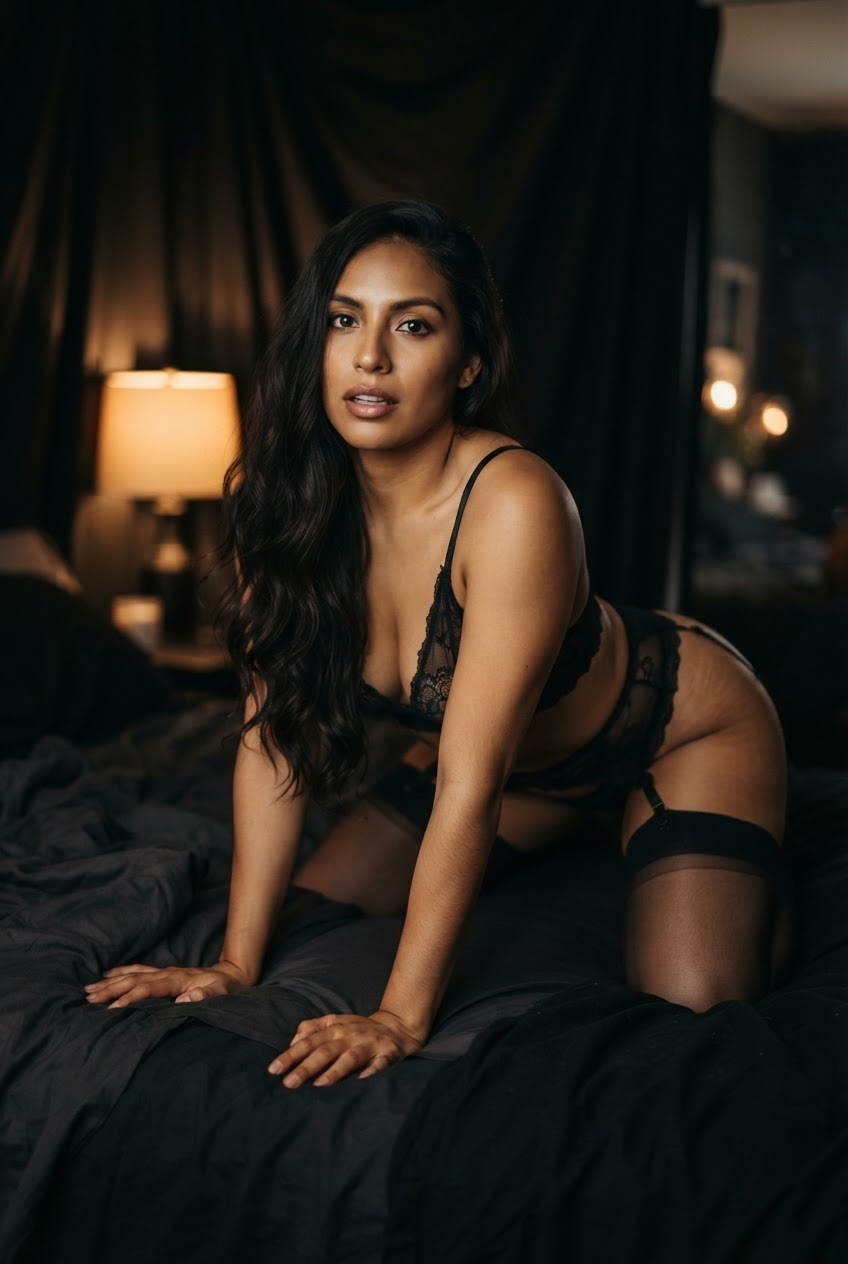 Live cam model in a dark intimate setting